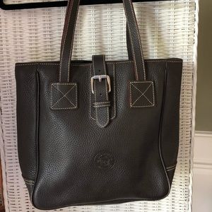 Dooney and Burke dark brown leather small tote.